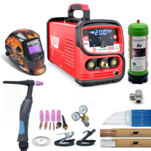 Set saldatore TIG con gas Tokyo 2300 DC TIG 200A a impulsi con argon e casco