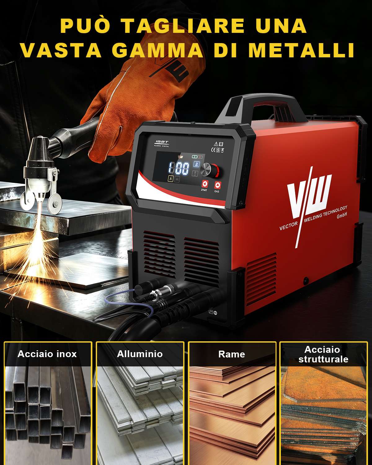 SET taglierina al plasma, maschera per saldatura, guanti da lavoro & accessori | Paris1000 - immagine 2
